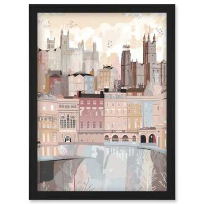 B&Q -  Bath Georgian Architecture Pastel Colour Cityscape Wall Art PrintA4 Size