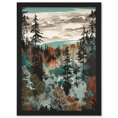 Artery8 Taiga Boreal Autumnal Colours Forest Landscape Wall Art PrintA4 Size from B&Q