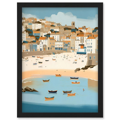 Artery8 Small Boats In St Ives Bay Coastal Cityscape Wall Art PrintA4 Size from B&Q