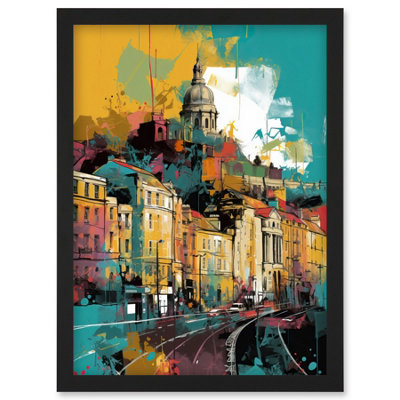 B&Q -  Nottingham City Modern Multicoloured Cityscape Wall Art PrintA4 Size