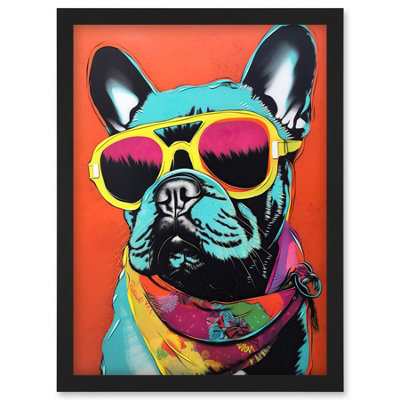 Artery8 French Bulldog Wearing Sunglasses And Bandana Wall Art PrintA4 Size from B&Q