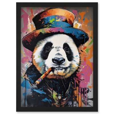 Artery8 Panda Bear With A Suit Low Top Hat And A Cigar Wall Art PrintA4 Size from B&Q
