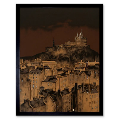 Artery8 Framed Wall Art Edinburgh Castle Over Old Town Cityscape At Night12X16 Inch from B&Q