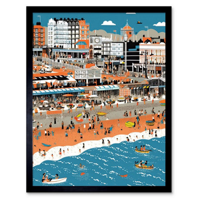 Artery8 Framed Wall Art Brighton Beach And Palace Pier Modern Abstract12X16 Inch from B&Q