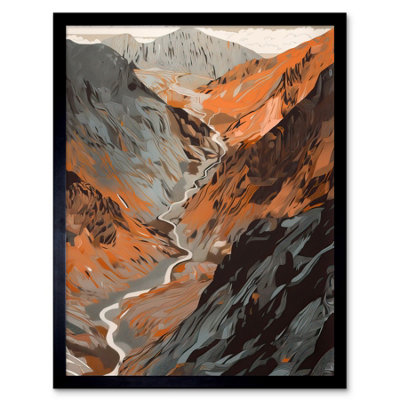 Artery8 Framed Wall Art Scaffel Pike Hiking Trail Rocky Mountain Landscape12X16 Inch