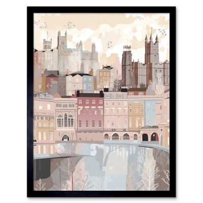 Artery8 Framed Wall Art Bath Georgian Architecture Pastel Colour Cityscape12X16 Inch from B&Q