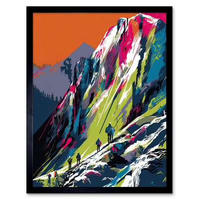 Artery8 Framed Wall Art Hikers On Helvellyn Mountain Ridge Landscape12X16 Inch from B&Q