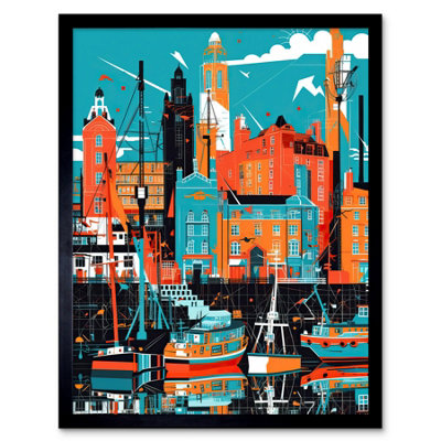 Artery8 Framed Wall Art Liverpool Royal Albert Dock Waterfront Cityscape12X16 Inch from B&Q