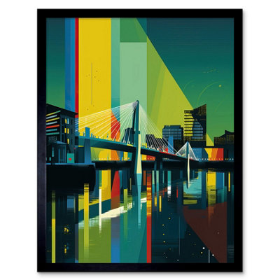 Artery8 Framed Wall Art Glasgow Bells Bridge Modern Geometric Cityscape12X16 Inch from B&Q