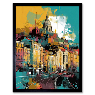Artery8 Framed Wall Art Nottingham City Modern Multicoloured Cityscape12X16 Inch from B&Q