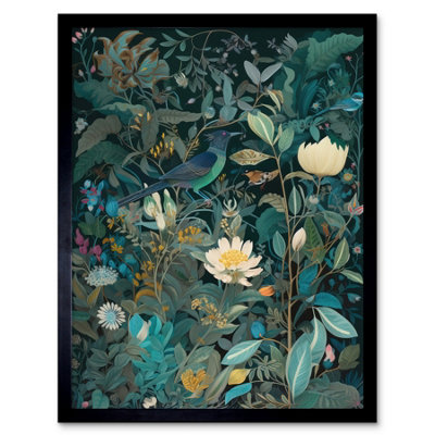 Artery8 Framed Wall Art Audubon Style Birds In Blooming Wildflower Field12X16 Inch from B&Q