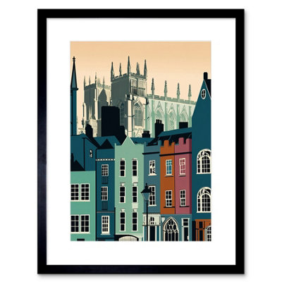 Artery8 Wall Art Print York Minster And Shambles Street Cityscape Artwork Framed 9X7 Inch from B&Q