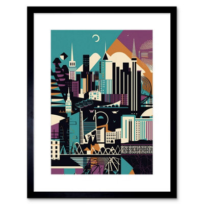 Artery8 Wall Art Print Dundee City Modern Abstract Geometric Cityscape Artwork Framed 9X7 Inch from B&Q