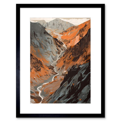 Artery8 Wall Art Print Scaffel Pike Hiking Trail Rocky Mountain Landscape Artwork Framed 9X7 Inch