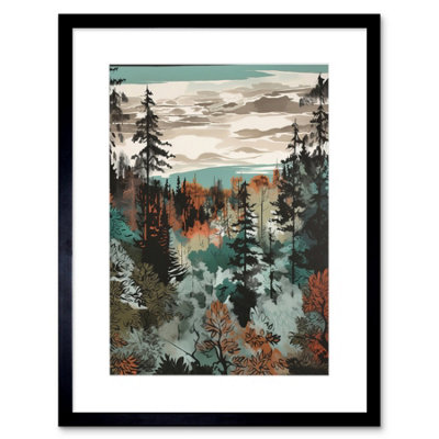 Artery8 Wall Art Print Taiga Boreal Autumnal Colours Forest Landscape Artwork Framed 9X7 Inch from B&Q