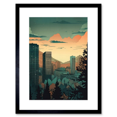 Artery8 Wall Art Print Skyscrapers By Forest Urban Architecture Landscape Artwork Framed 9X7 Inch from B&Q