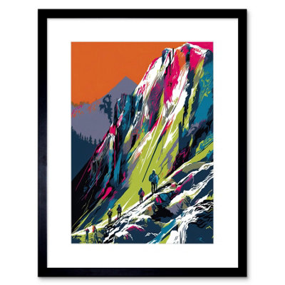 Artery8 Wall Art Print Hikers On Helvellyn Mountain Ridge Landscape Artwork Framed 9X7 Inch from B&Q