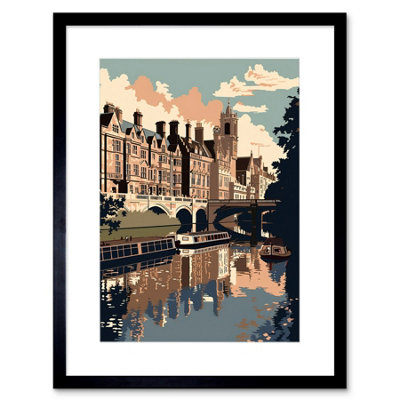 Artery8 Wall Art Print River Cam And University Of Cambridge Buildings Artwork Framed 9X7 Inch from B&Q
