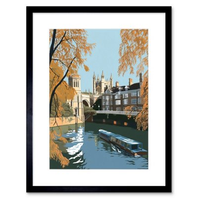 Artery8 Wall Art Print River Cam And University Buildings Of Cambridge Artwork Framed 9X7 Inch from B&Q
