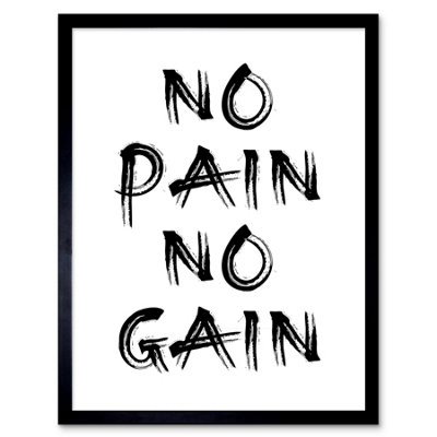 B&Q -  Framed Wall Art Gym Decor Inspiration No Pain No Gain Inspirational Exercise12X16 Inch