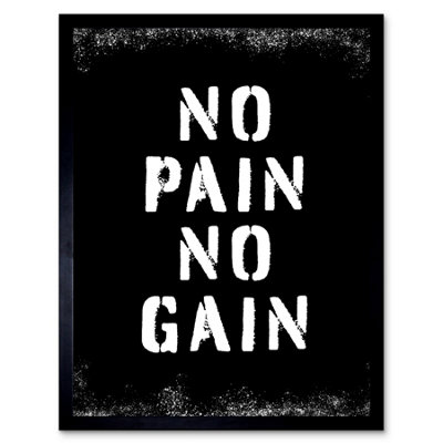 B&Q -  Framed Wall Art Exercise Decor Inspiration No Pain No Gain Inspirational Gym Decor12X16 Inch