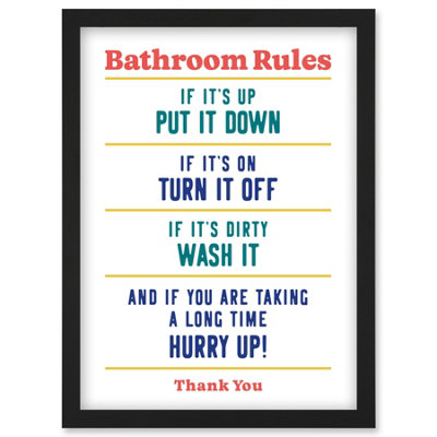 Artery8 Funny Bathroom Rules Art Toilet Rules Sign Wall Art Wall Art PrintA4 Size