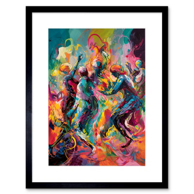 Artery8 Wall Art Print Abstract Figures Vibrant Dance Expression Artwork Framed 9X7 Inch from B&Q