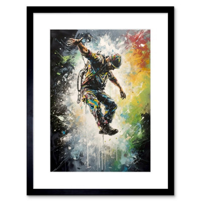 Artery8 Wall Art Print Base Jumping Multicoloured Paint Splat Action Shot Artwork Framed 9X7 Inch from B&Q