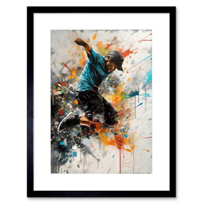 Artery8 Wall Art Print Parkour Jump Urban Sport Paint Splat Action Shot Artwork Framed 9X7 Inch from B&Q