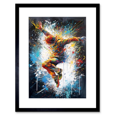 Artery8 Wall Art Print Before The Land Parkour Jump Paint Splat Portrait Artwork Framed 9X7 Inch from B&Q