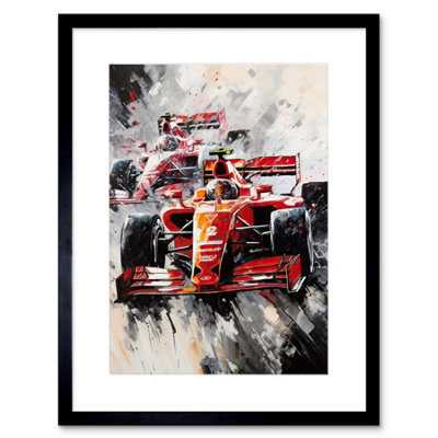 Artery8 Wall Art Print Grand Prix Track Circuit Cars Racing Paint Splat Artwork Framed 9X7 Inch from B&Q