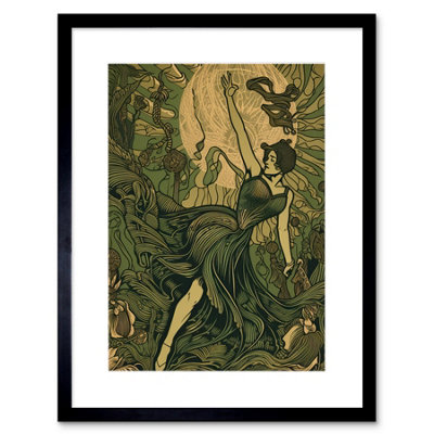 Artery8 Wall Art Print Boho Ballerina Dancing With The Forest Moon Artwork Framed 9X7 Inch from B&Q