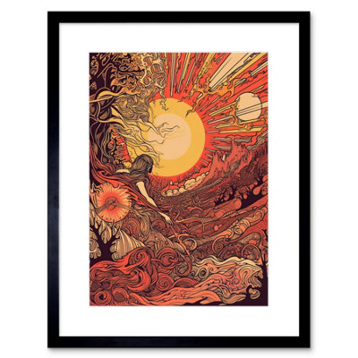 Artery8 Wall Art Print Venus Sunset Fantasy Landscape Artwork Framed 9X7 Inch from B&Q