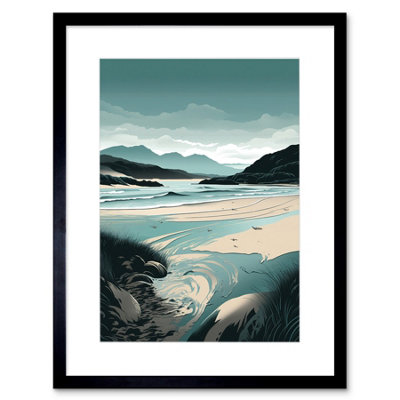 Artery8 Wall Art Print Luskentyre Sands Coastal Landscape Artwork Framed 9X7 Inch from B&Q
