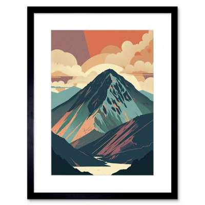 Artery8 Wall Art Print Mountain Hill Sunrise Boho Landscape Artwork Framed 9X7 Inch from B&Q