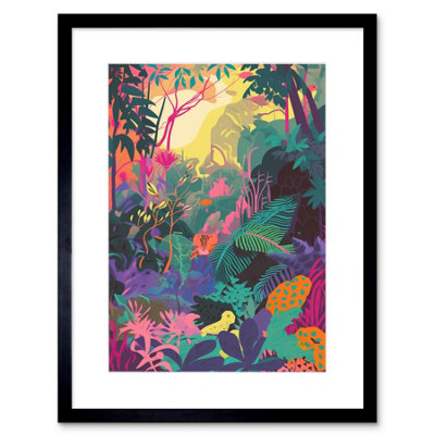Artery8 Wall Art Print Vibrant Tropical Rainforest Sunrise Artwork Framed 9X7 Inch from B&Q