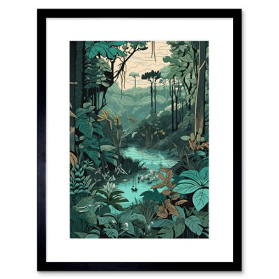 Artery8 Wall Art Print Rainforest Flora Landscape Artwork Framed 9X7 Inch from B&Q
