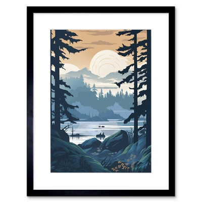 Artery8 Wall Art Print Lake View In Rainforest Landscape Artwork Framed 9X7 Inch from B&Q