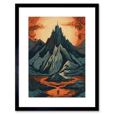 Artery8 Wall Art Print Erebor The Lonely Mountain Landscape Artwork Framed 9X7 Inch from B&Q