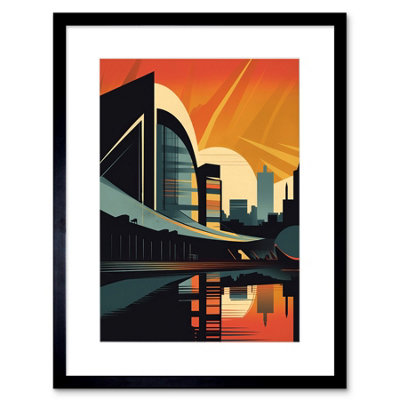 Artery8 Wall Art Print River Clyde Walkway Modern Glasgow Cityscape Artwork Framed 9X7 Inch from B&Q