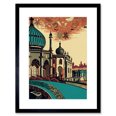Artery8 Wall Art Print Brighton City Royal Pavilion Ornate Artwork Framed 9X7 Inch from B&Q