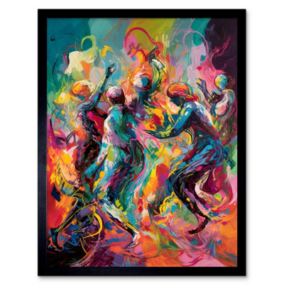 Artery8 Framed Wall Art Abstract Figures Vibrant Dance Expression12X16 Inch from B&Q