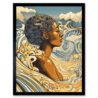B&Q -  Framed Wall Art Love Of The Sea Summer Swim Modern12X16 Inch