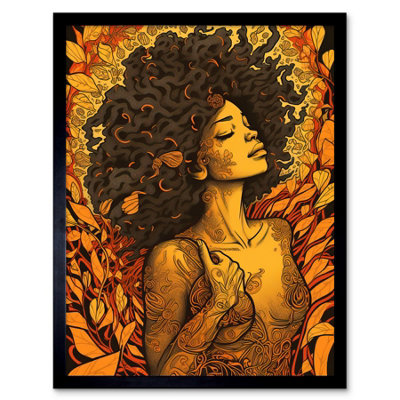 B&Q -  Framed Wall Art I'm An Autumn Amber And Red Modern12X16 Inch