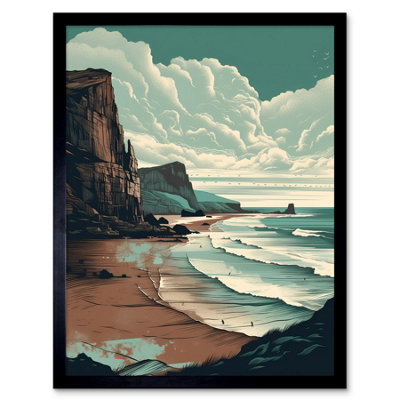 Artery8 Framed Wall Art Bay With Cliffs Dramatic Coastal Landscape12X16 Inch from B&Q