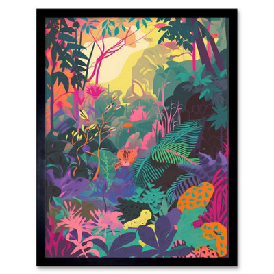 Artery8 Framed Wall Art Vibrant Tropical Rainforest Sunrise12X16 Inch from B&Q