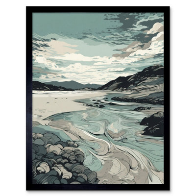 B&Q -  Framed Wall Art Luskentyre Beach Coastal Landscape12X16 Inch