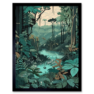 Artery8 Framed Wall Art Rainforest Flora Landscape12X16 Inch from B&Q