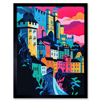 Artery8 Framed Wall Art Nottingham City Vibrant Abstract Pop Art Cityscape12X16 Inch from B&Q