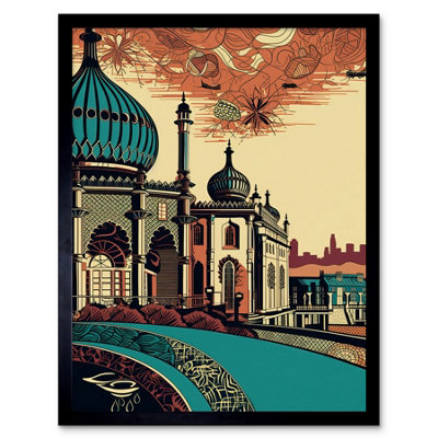Artery8 Framed Wall Art Brighton City Royal Pavilion Ornate12X16 Inch from B&Q